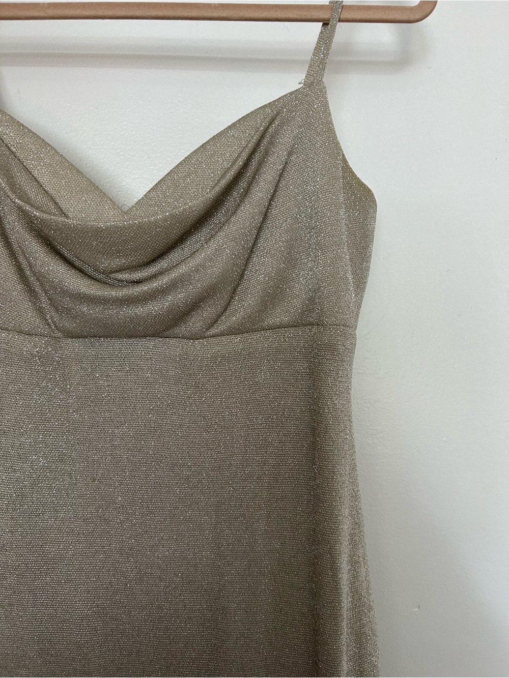Sleeveless Shimmer Slip Dress in Gold